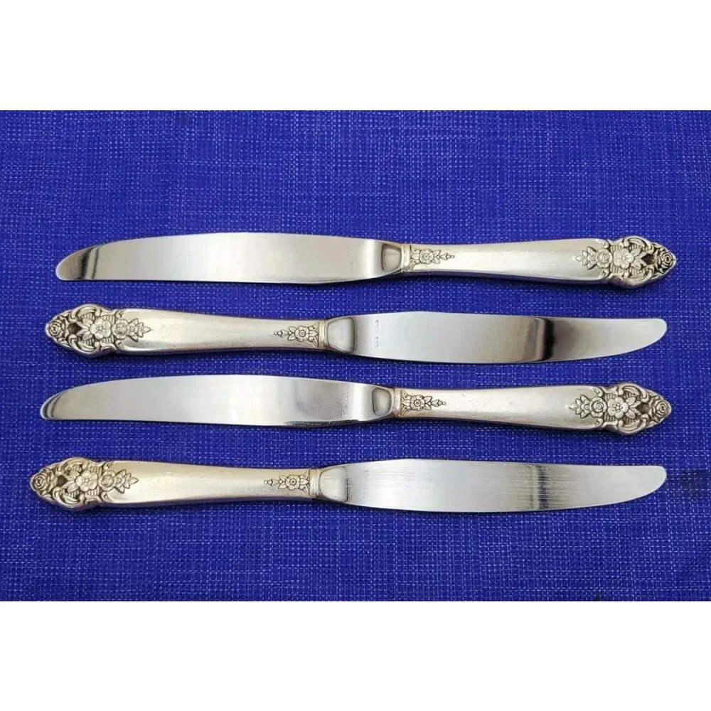 Oneida Prestige Silverplate Set of 4 Dinner Knives 1951 Distinction Flatware Vtg